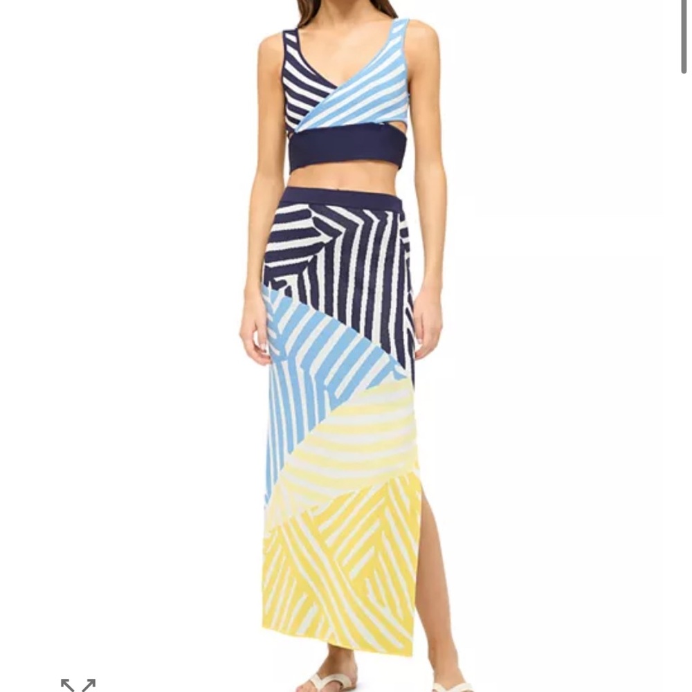 STAUD Karina striped skirt and crop top size SMALL